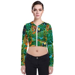 Tropical Pelican Tiger Jungle Blue Zip Up Bomber Jacket by snowwhitegirl