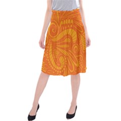 Pop Orange Midi Beach Skirt by ArtByAmyMinori