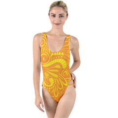 Pop Sunny High Leg Strappy Swimsuit by ArtByAmyMinori