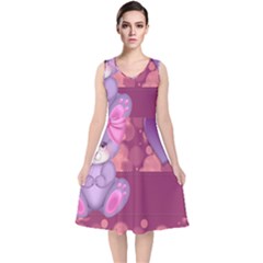 Illustration Love Celebration V-neck Midi Sleeveless Dress  by Nexatart