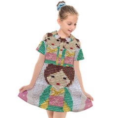 Cross Stitch Kimono Kids  Short Sleeve Shirt Dress by DeneWestUK