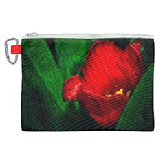 Red Tulip After The Shower Canvas Cosmetic Bag (xl) by FunnyCow