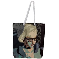 Girl Thinking Full Print Rope Handle Tote (large) by snowwhitegirl