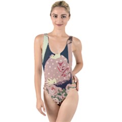 Rose Floral Doll High Leg Strappy Swimsuit by snowwhitegirl