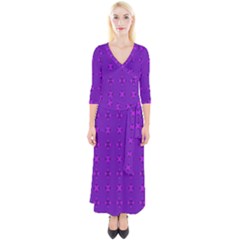 Bold Geometric Purple Circles Quarter Sleeve Wrap Maxi Dress by BrightVibesDesign