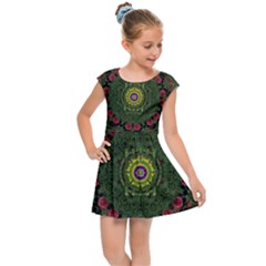 Sunshine Mandala In Rose Heaven Kids Cap Sleeve Dress by pepitasart