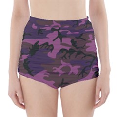 Camouflage Violet High-waisted Bikini Bottoms by snowwhitegirl