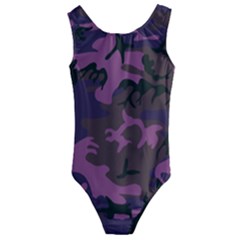 Camouflage Violet Kids  Cut-out Back One Piece Swimsuit by snowwhitegirl