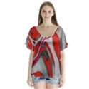 Elegant Red swirls By FlipStylez Designs V-Neck Flutter Sleeve Top View1