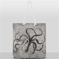 Vintage Octopus  Full Print Rope Handle Tote (large) by Valentinaart