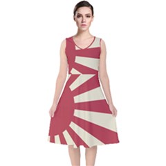 Rising Sun Flag V-neck Midi Sleeveless Dress  by Valentinaart