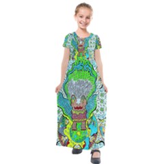 Cosmic Planet Angel Kids  Short Sleeve Maxi Dress by chellerayartisans