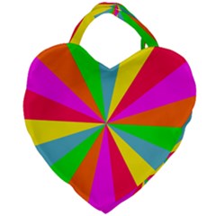 Neon Rainbow Burst Giant Heart Shaped Tote by PodArtist