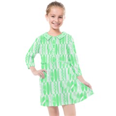 Bright Lime Green Colored Waikiki Surfboards  Kids  Quarter Sleeve Shirt Dress by PodArtist