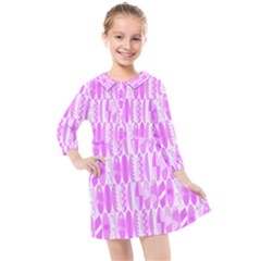 Bright Pink Colored Waikiki Surfboards  Kids  Quarter Sleeve Shirt Dress by PodArtist