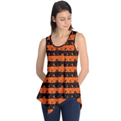 Orange And Black Spooky Halloween Nightmare Stripes Sleeveless Tunic by PodArtist