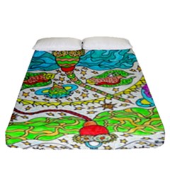 Cosmic Dragonflies Fitted Sheet (queen Size) by chellerayartisans