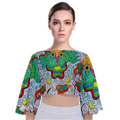 Cosmic Coocoobird Tie Back Butterfly Sleeve Chiffon Top by chellerayartisans