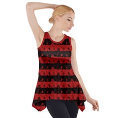 Blood Red And Black Halloween Nightmare Stripes  Side Drop Tank Tunic by PodArtist