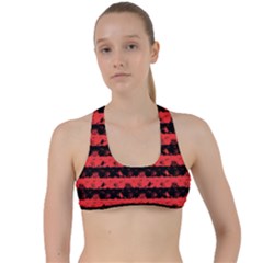 Donated Kidney Pink And Black Halloween Nightmare Stripes  Criss Cross Racerback Sports Bra by PodArtist