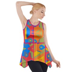 Colorful Shapes In Tiles                                                   Side Drop Tank Tunic by LalyLauraFLM