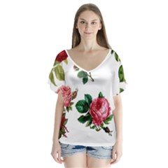 Roses 1770165 1920 V-neck Flutter Sleeve Top by vintage2030