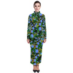 Blue Luminescent Roses Turtleneck Maxi Dress by snowwhitegirl