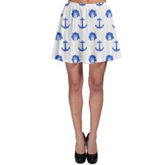 Vintage Face Anchor Blue Skater Skirt by snowwhitegirl