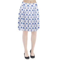 Vintage Face Anchor Blue Pleated Skirt by snowwhitegirl