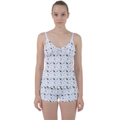 White Deer Pattern Tie Front Two Piece Tankini by snowwhitegirl