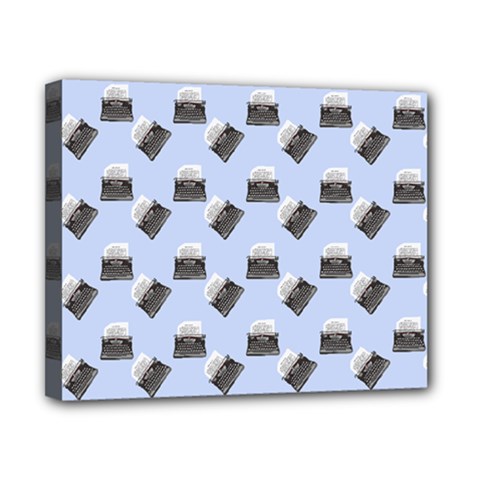 Retro Typewriter Blue Pattern Canvas 10  X 8  (stretched) by snowwhitegirl