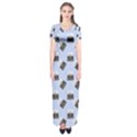 Retro Typewriter Blue Pattern Short Sleeve Maxi Dress View1