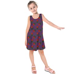 Red Roses Purple Kids  Sleeveless Dress by snowwhitegirl