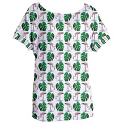 Flamingo Leaf Patttern Women s Oversized Tee by snowwhitegirl