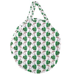 Flamingo Leaf Patttern Giant Round Zipper Tote by snowwhitegirl