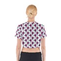 Flamingo Leaf Patttern Blue Cotton Crop Top View2