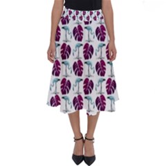 Flamingo Leaf Patttern Blue Perfect Length Midi Skirt by snowwhitegirl