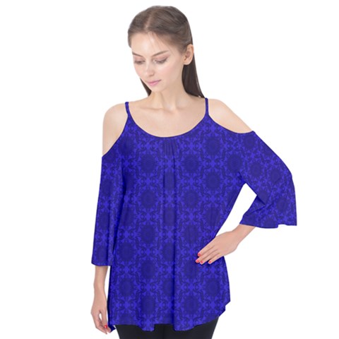 Victorian Paisley Royal Blue Pattern Flutter Tees by snowwhitegirl