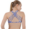 Blue Dot Floral Criss Cross Racerback Sports Bra View2