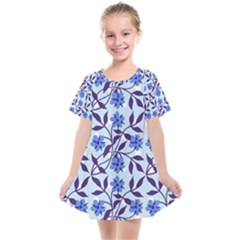 Blue Dot Floral Kids  Smock Dress by snowwhitegirl