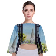 Town 1660455 1920 Tie Back Butterfly Sleeve Chiffon Top by vintage2030