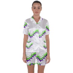 Wavy Line Design Satin Short Sleeve Pyjamas Set by dflcprints