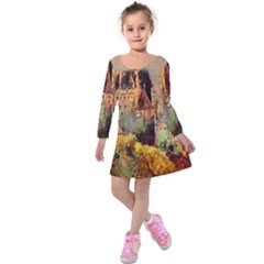 Painting 1241680 1920 Kids  Long Sleeve Velvet Dress by vintage2030