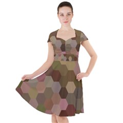 Brown Background Layout Polygon Cap Sleeve Midi Dress by Sapixe