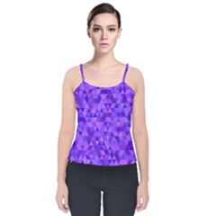 Purple Triangle Purple Background Velvet Spaghetti Strap Top by Sapixe