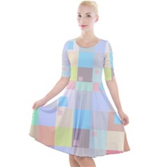 Pastel Diamonds Background Quarter Sleeve A-line Dress by Sapixe