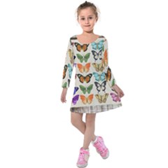 Butterfly 1126264 1920 Kids  Long Sleeve Velvet Dress by vintage2030