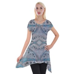 Broccoli Tree Blue Short Sleeve Side Drop Tunic by DeneWestUK