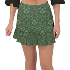 Damask Green Fishtail Mini Chiffon Skirt by vintage2030