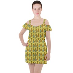 Pears Yellow Ruffle Cut Out Chiffon Playsuit by snowwhitegirl